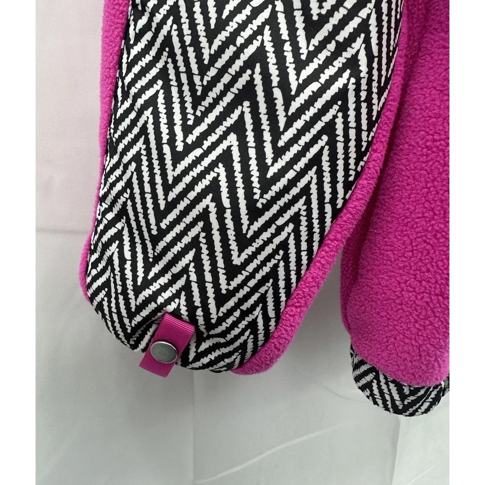 The North Face Girls Denali Jacket Pink Black White Full Zip‎ Hood XL (18)